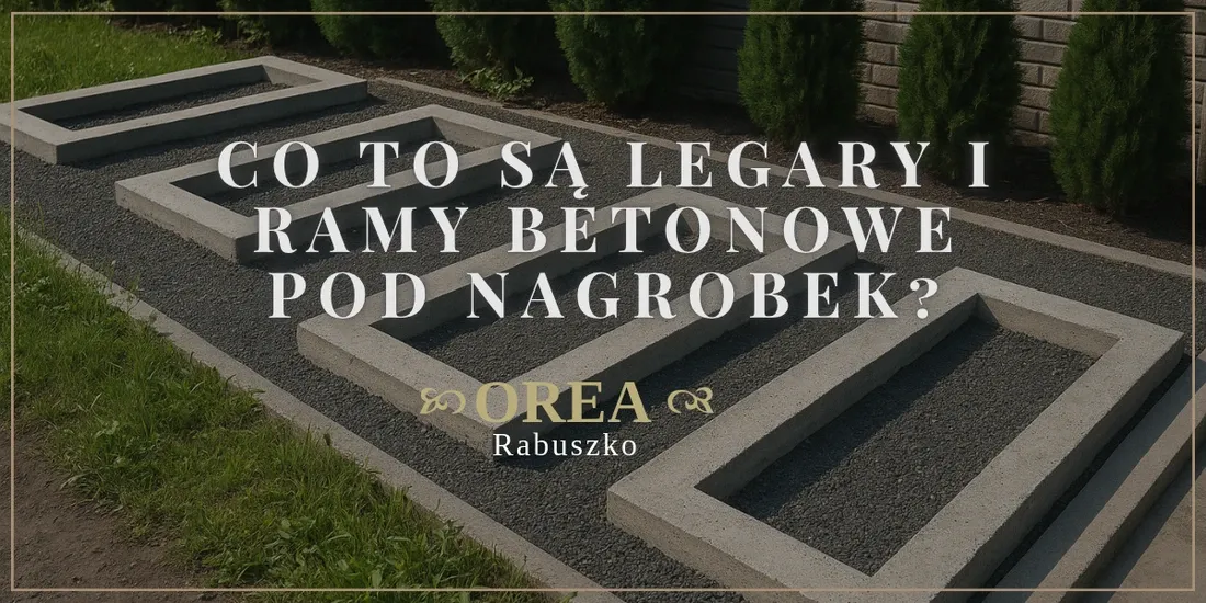 Betonowa rama pod nagrobek wypełniona grysem na cmentarzu